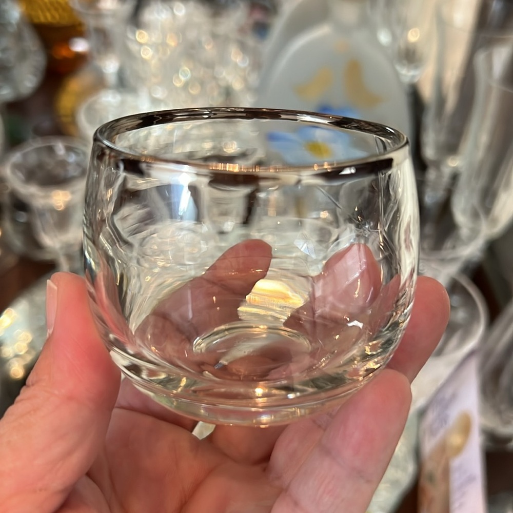 Vintage Dorothy Thorpe 1960s MCM Silver Rim Roly Poly Cocktail Glasses Set of 6 - Picture 5 of 13